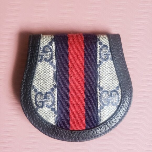 Vintage GUCCI GG Ophidia Sherry Line Coin Case – Navy Blue / Red GG Canvas w COA - Picture 2 of 13